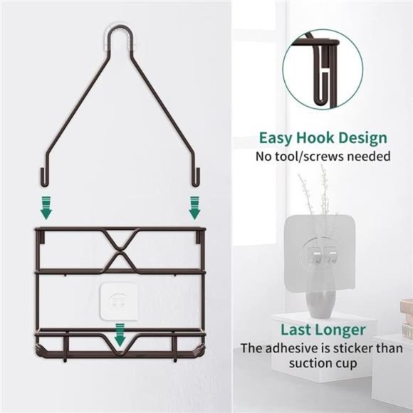 Shower Caddy Over Shower Head Hanging Bathroom Caddy for Shower Organizer 4Hooks - Picture 4 of 7